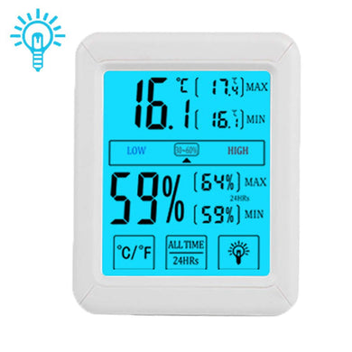 HUALANS Termometro Igrometro Digitale Professionale con Touch-Button, Blu