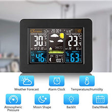 Carica l'immagine nel visualizzatore di Gallery, UFLIZOGH Sveglia meteorologica Digitale con sensore Esterno Interno Wireless Stazioni meteorologiche con monitoraggio dell'umidità della Temperatura Previsioni Meteo per la casa