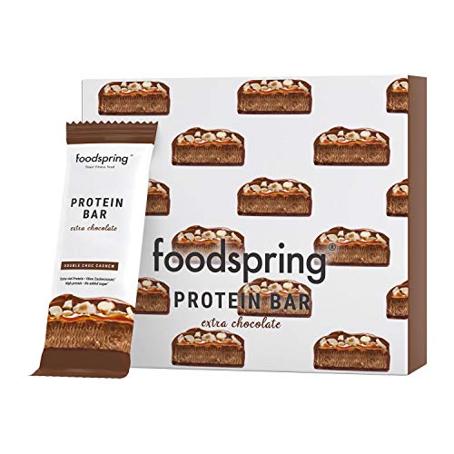 foodspring Barretta Proteica Extra Cioccolato, Doppio Cioccolato e Anacardi,...