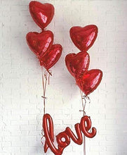 Carica l&#39;immagine nel visualizzatore di Gallery, Kit Romantico, Love XXL Rosso, 6 Palloncini a Forma di Cuore Rossi, Set - Ilgrandebazar