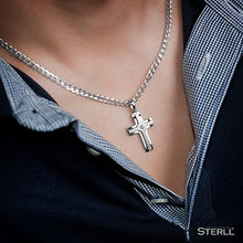 Carica l&#39;immagine nel visualizzatore di Gallery, STERLL Catenina da uomo in argento, con ciondolo a forma di croce, con...