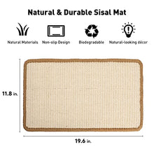 Carica l'immagine nel visualizzatore di Gallery, Fukumaru Tappetino tiragraffi per gatti, 40 x 30 cm, in sisal naturale, per gatti, orizzontale, protegge tappeti e divani, beige