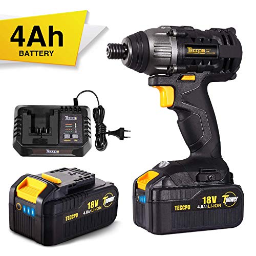 Avvitatore a Impulsi 4.0Ah, TECCPO Batteria18V, Mandrino da... - Ilgrandebazar