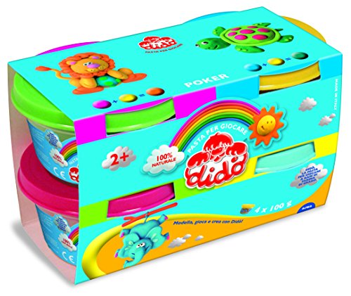 Dido' POKER barattoli di pasta per giocare 100g nei colori azzurro, giallo,... - Ilgrandebazar