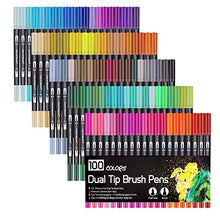 Carica l&#39;immagine nel visualizzatore di Gallery, Laconile 100 colori acquerello spazzole con punta di 2 mm, 100 Black Colours - Ilgrandebazar