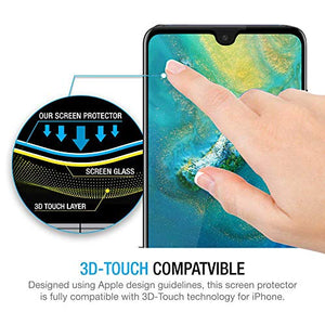 Ferilinso Vetro Temperato per Huawei Mate 20,[2pack] [Copertura Nero-2 pcs