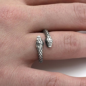 Serpente a doppia testa Anello in argento 925 | regolabile dimensione unisex... - Ilgrandebazar