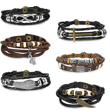 Carica l&#39;immagine nel visualizzatore di Gallery, sailimue 6 PCS Bracciale in Pelle da Uomo per e Donna Bracciali...