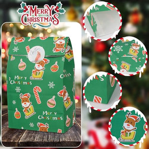 AWCIGG 24 Pezzi Sacchetti Regalo Carta Natale Buste Regalo Pacchetti Bustine Regalo Natalizie Piccole Sacchettini Natalizi per Regali Fine Festa Bambini con 24 Adesivi