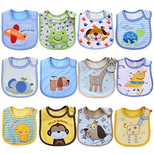 Tomkity 12 Bavaglini Neonato Impermeabili Bambino Bandana Drool 12pz-unisex-A - Ilgrandebazar