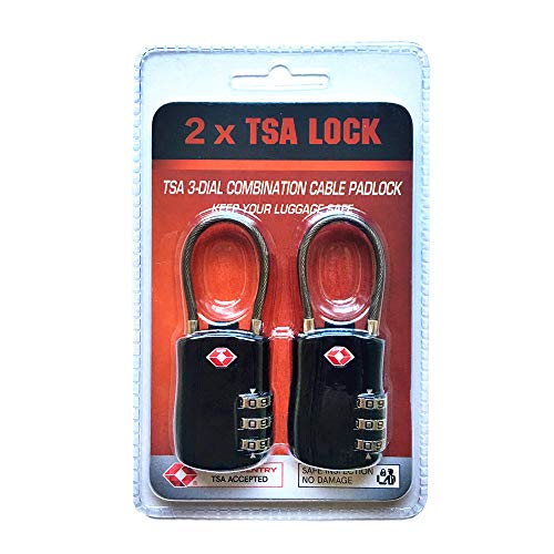 Lucchetti TSA Per Valigie 2 Pezzi - Combinazione A 3 Cifre, Cavo Flessibile, Approvati Per Il Viaggio - Foto 4
