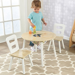 KidKraft 27027 Set Tavolo Rotondo con 2 Sedie, Legno, Naturale/Bianco - Ilgrandebazar