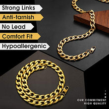 Carica l&#39;immagine nel visualizzatore di Gallery, ChainsHouse Hip Hop Curb Ragazzi Collana Catena a maglie cubane in Oro(15mm) - Ilgrandebazar