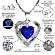 Carica l&#39;immagine nel visualizzatore di Gallery, DEPHINI Blu Collana Cuore – 925 argento ciondolo a forma di cuore con... - Ilgrandebazar