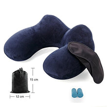 Carica l&#39;immagine nel visualizzatore di Gallery, LUZWAY Cuscino da Viaggio Gonfiabile a 4 4 Supporti[blu]