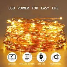 Carica l'immagine nel visualizzatore di Gallery, LIBILIS Luci Led USB 20M 200 LED Luci Albero di Natale Impermeabile Filo di Rame Luci Natale Fata per Interno Festival Natale Matrimonio Festa Patio Decorativa, Luci Stringa Telecomando Giallo Caldo