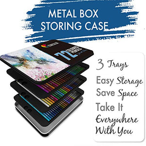 72 Matite Colorate (Numerato) con Scatola in Metallo da Zenacolor - 72... - Ilgrandebazar