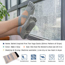 Carica l'immagine nel visualizzatore di Gallery, Ozaiic Calzini Antiscivolo Yoga Donna, Adatti a M（Donna35-41）, Nero Gris - Ilgrandebazar