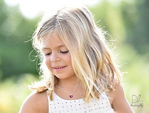 butterfly Bambine Ragazze Collana Argento Vero Swarovski Elements Pink