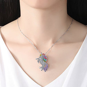 Collana Pendente con Unicorno Fashion Rainbow Crystal Ciondolo Fascino... - Ilgrandebazar