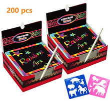 Carica l&#39;immagine nel visualizzatore di Gallery, 200 Fogli di Disegni Scratch Art Set Creativo Arcobaleno Colorato da... - Ilgrandebazar