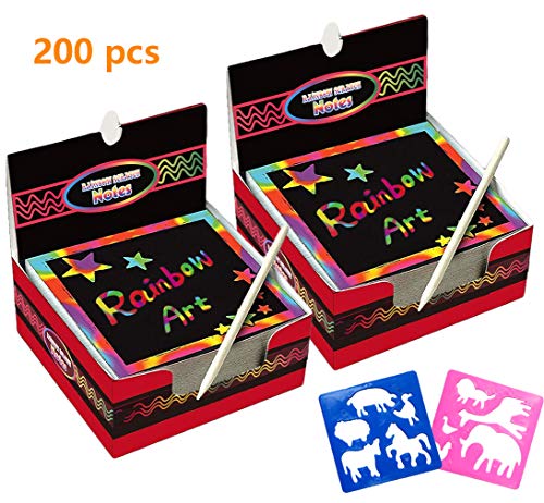 200 Fogli di Disegni Scratch Art Set Creativo Arcobaleno Colorato da... - Ilgrandebazar