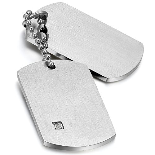 Cupimatch Uomo Collana Dog Tag con catena acciaio inox stile Militare Argento - Ilgrandebazar
