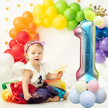 Carica l'immagine nel visualizzatore di Gallery, Foil Palloncini Numeri Arcobaleno 25 Pezzi, Numero Gigante 40 1
