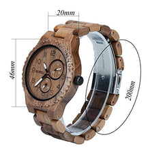 Carica l&#39;immagine nel visualizzatore di Gallery, BEWELL Orologio Uomo Legno Analogico Al quarzo con Cinturino in Nero - Ilgrandebazar