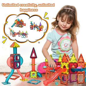 Beeyouk Giocattoli di Costruzioni Magnetici, 107 Pezzi Set di Costruzione,Regalo di Giochi di Costruzione Magnetici 3D a Tubi per Bambini di 3 4 5 6 7 8