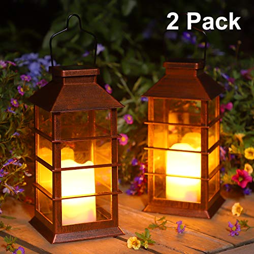 2 Pack Lanterna Solare Esterno Lampada da Giardino IP44 impermeabile Vintage...