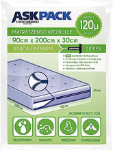 Carica l'immagine nel visualizzatore di Gallery, ASK Pack Custodia Materasso con Cerniera Ancora - Misure da XS a XXL, Impermeabile e Antistrappo, Materiale Protettiva Estremamente Resistente fino a 140 micron - Ideale per Trasporto - 90x200 cm