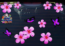 Carica l&#39;immagine nel visualizzatore di Gallery, Fiore frangipani plumeria rosa doppio + farfalla grande adesivi auto... - Ilgrandebazar