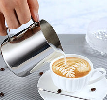 Carica l'immagine nel visualizzatore di Gallery, Acciaio inossidabile tazza di latte, bricco da latte 350 ml Handheld caffè...