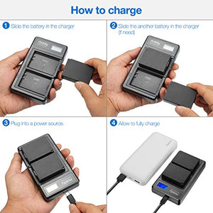Miady, set di 2 batterie LP-E10 e caricabatterie per fotocamera compatibile...