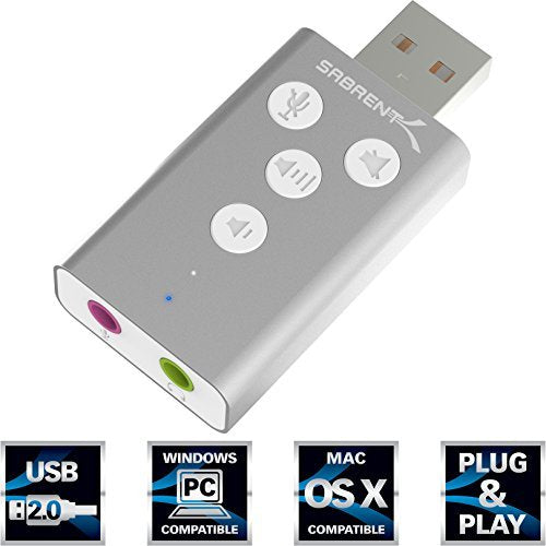 Sabrent Adattatore USB Audio Esterno Stereo per Windows e Mac. Plug & Play...
