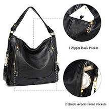 Carica l&#39;immagine nel visualizzatore di Gallery, Kasgo Borsa Donna, Grande Borse Tracolla Pelle PU a Spalla Moda Nero