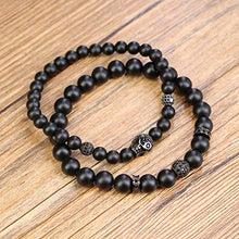 Carica l&#39;immagine nel visualizzatore di Gallery, COAI Set Due Bracciali da Uomo in Onice Opaca e Amuleto Teschio, Bracciali...