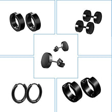 Carica l&#39;immagine nel visualizzatore di Gallery, Orecchini da uomo in acciaio (5 paia) unisex, set ipoallergenico donna in...