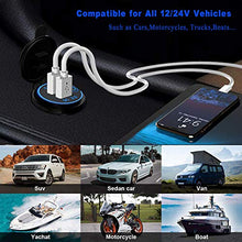 Carica l&#39;immagine nel visualizzatore di Gallery, QC3.0 Presa USB per Auto Doppio con Interruttore Touch 12V / 24V 36W Blu