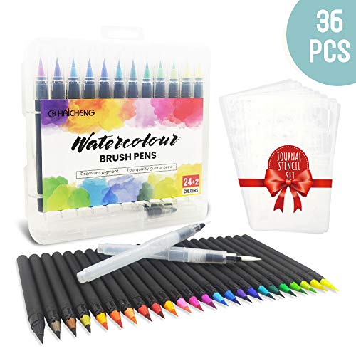 CH HAICHENG 36 Pezzi Pennarelli per acquerello e Journal Stencils, 24... - Ilgrandebazar