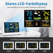 Carica l'immagine nel visualizzatore di Gallery, BALDR Stazione Meteo con Sensore Esterno, Display a Colori, Orologio Radiofonico DCF, Previsioni del Tempo, Barometro, Fasi Lunari, Termometro Interno ed Esterno, Igrometro