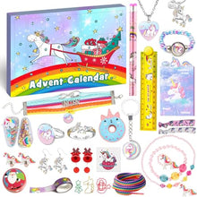 Carica l'immagine nel visualizzatore di Gallery, iZoeL Calendario Avvento 2023 Natale Regalo Unicorno Cancelleria Gioielli per Ragazze - Penna Prenotare Gomma Orecchini Anello Accessori Gioielli per Natale Advent Calendar a Regalo Sorpresa Bambini
