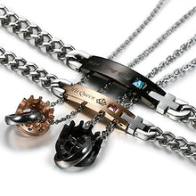 Carica l&#39;immagine nel visualizzatore di Gallery, Flongo Coppia Bracciali Braccialetto Lui &amp; Lei, His Con Collane C - Ilgrandebazar