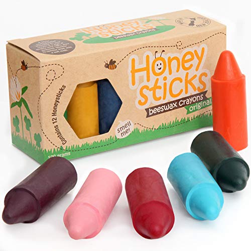 Honeysticks - Pastelli in 100% Pura Cera d’api (Confezione da 12 Pezzi).... - Ilgrandebazar