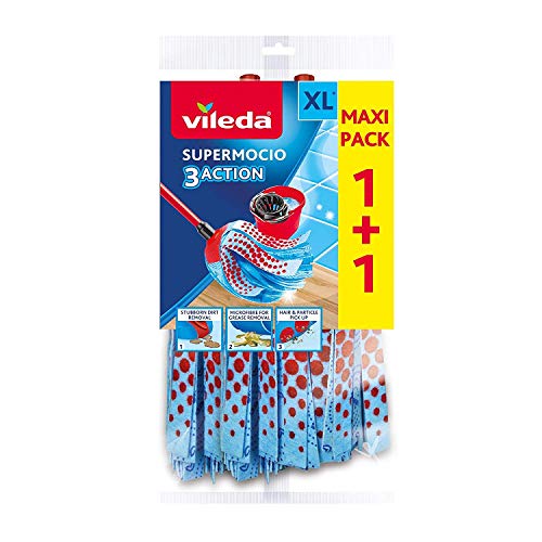 Vileda SuperMocio 3 Action XL Fiocco Ricambio, Tripla Azione 39x40x30 cm