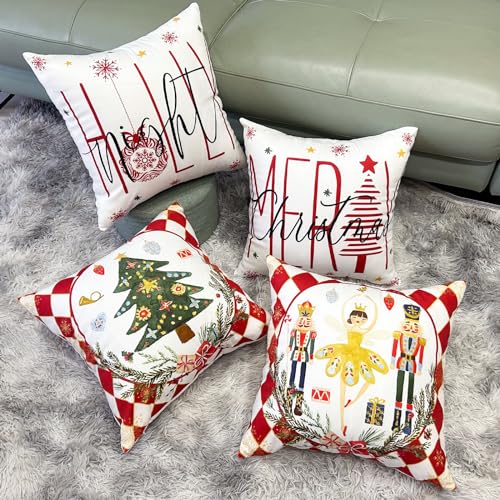 Federe Cuscino Natale 45x45 Cm Voqeen - Decorazioni 3D Babbo Natale, Cerniera Invisibile, Per Divano Salotto