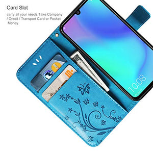 AROYI Cover Huawei P30 Lite, Retro Design Flip Caso in PU Pelle Premium Bleu - Ilgrandebazar