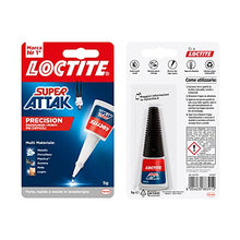 Carica l'immagine nel visualizzatore di Gallery, Loctite Super Attak Precision, Colla liquida trasparente con beccuccio extra lungo, Colla forte istantanea, Colla per plastica e molti altri materiali per applicazioni precise, 1x5g