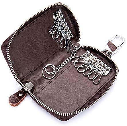 SINOKAL Portachiavi Pelle Borsellino Lungo per Donna Uomo Marrone
